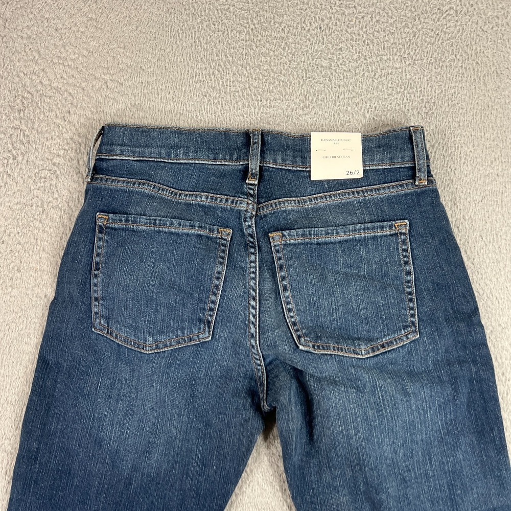 Banana Republic Jeans Womens 2 26 Mid Rise Girlfriend Fit Blue Denim - Picture 13 of 15